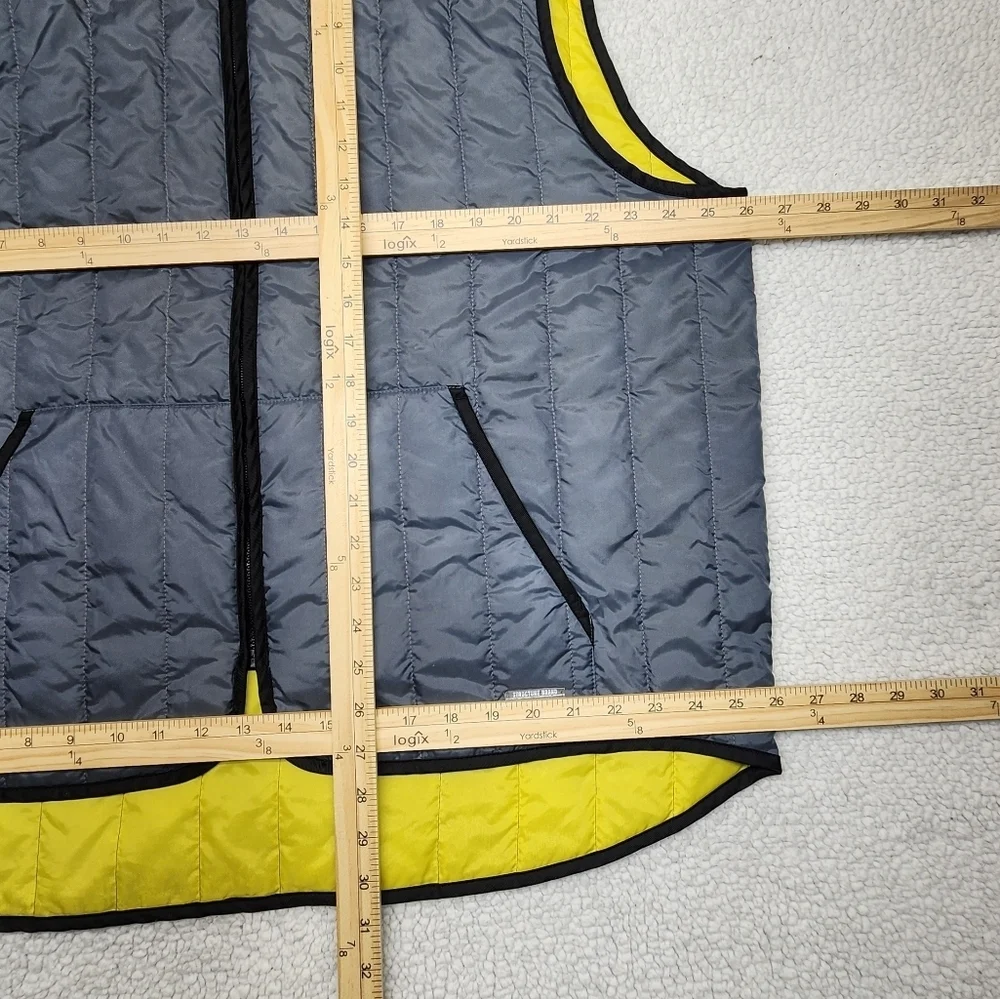Structure Men's Gray Quilted Yellow Lined Vest XL